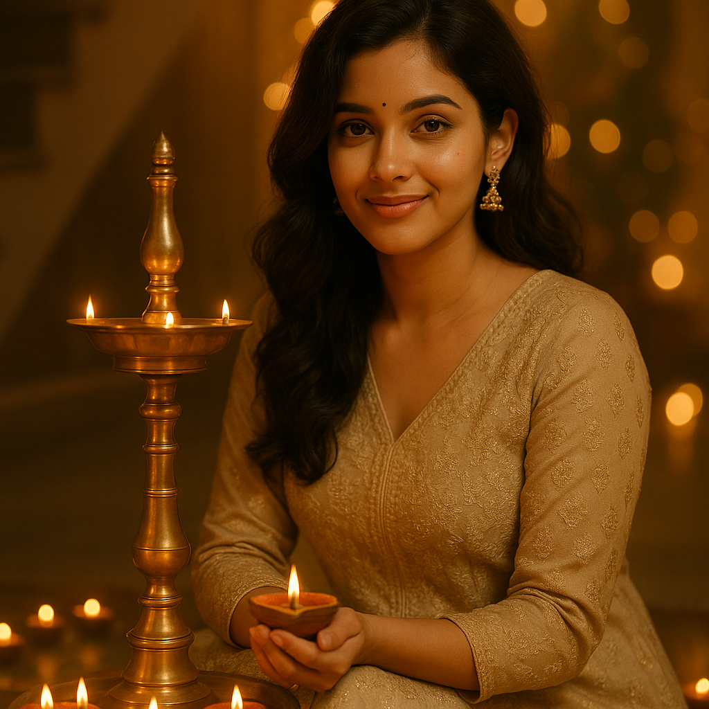Witness a Stunning Diwali Portrait of an Elegant Indian Woman