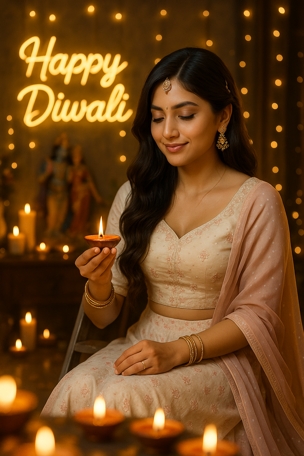 Witness a Stunning Diwali Portrait of a Young Indian Woman